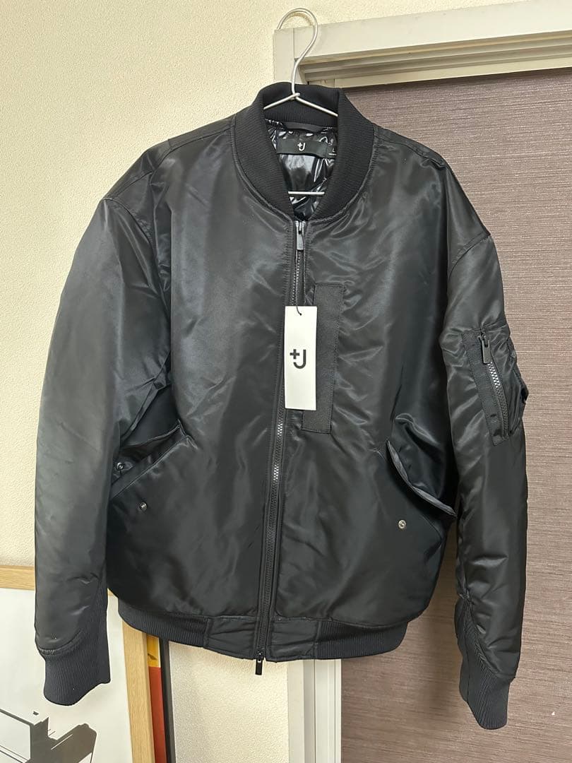 【新品・試着のみ】+J ハイブリッドダウンオーバーサイズ ma-1 ブラック L ユニクロ公式 | ハイブリッドダウンオーバーサイズMA－1