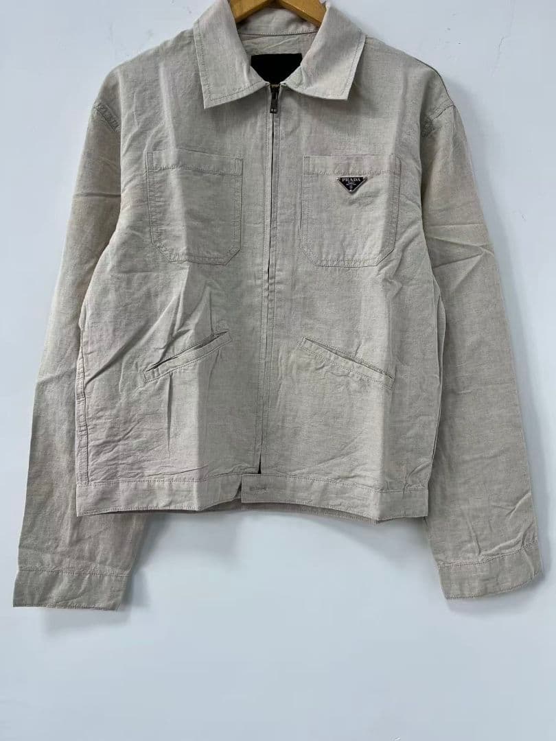 PRADA リネン ジップアップジャケット ベージュ - メルカリ