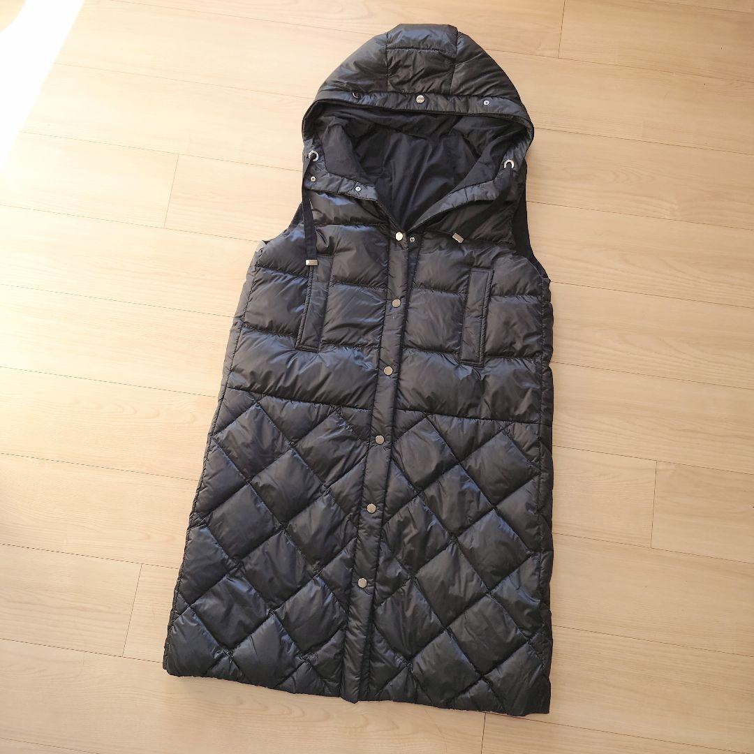 Max Mara フーディリバーシブルテクニカルダウン ロングジレ ネイビー