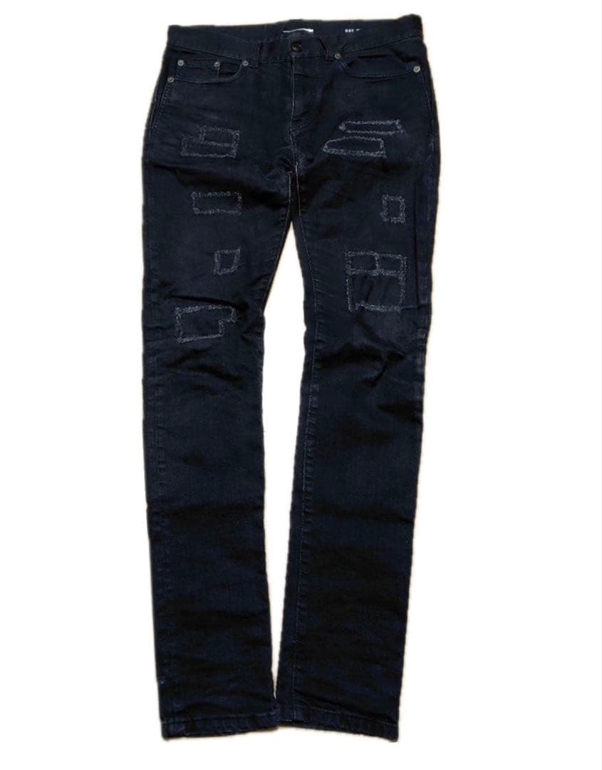 サンローランパリ希少 ダメージスキニーブラックデニム エディスリマン