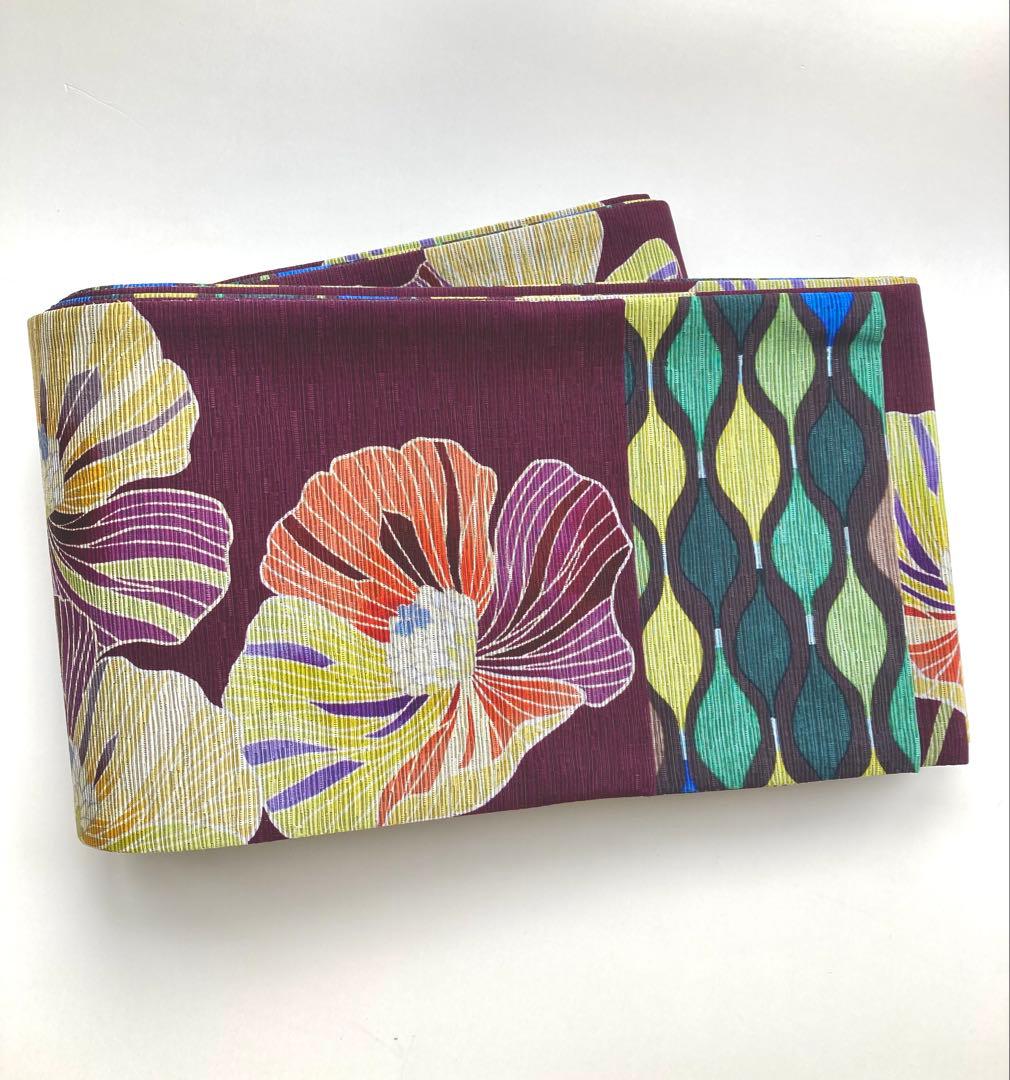 召しませ花　半幅帯　アネモネ　リバーシブル　長尺 召しませ花＞リバーシブル半幅帯ーアネモネ | 着物や浴衣なら和モダン