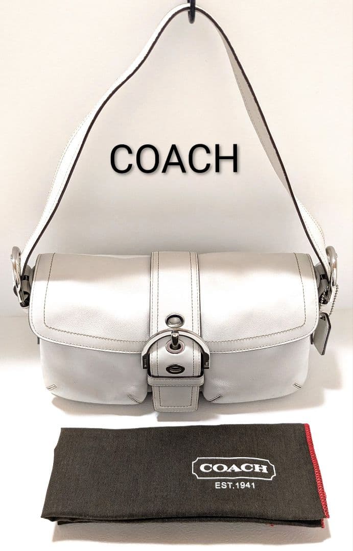COACH ソーホーホワイトレザー ショルダーバッグ 白 - メルカリ