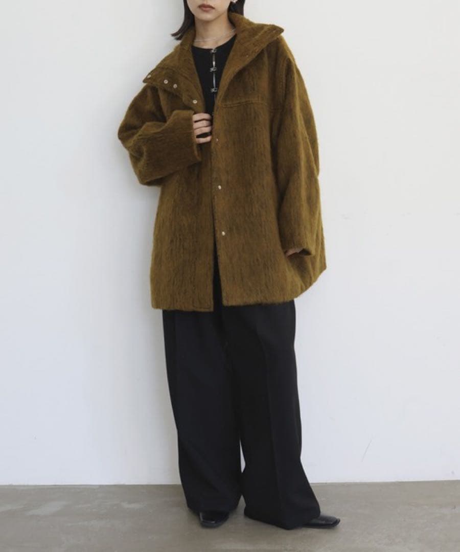 冬コート❣️シャギースタンドカラーコート シャギーコート マスタード