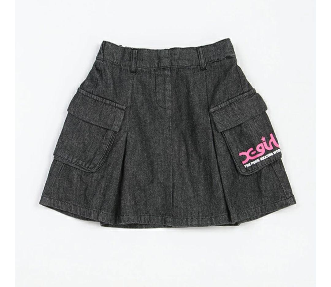 《新品タグ付き》X-girlStagesスランテッドロゴトレーナースカートSET