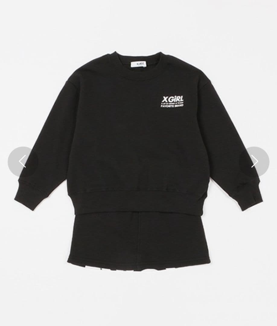 《新品タグ付き》X-girlStagesスランテッドロゴトレーナースカートSET