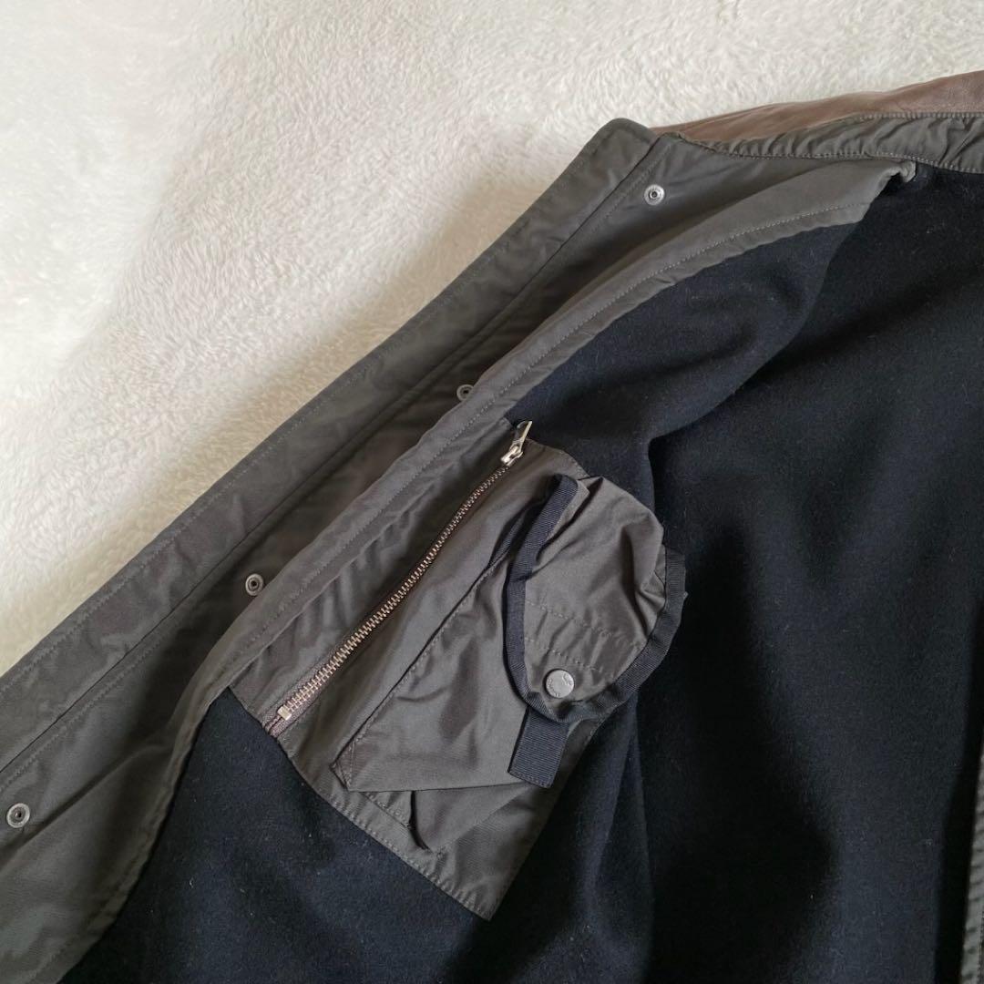 C.P.COMPANY レザー切替ナイロンモーターサイクルジャケット　カーキ　L