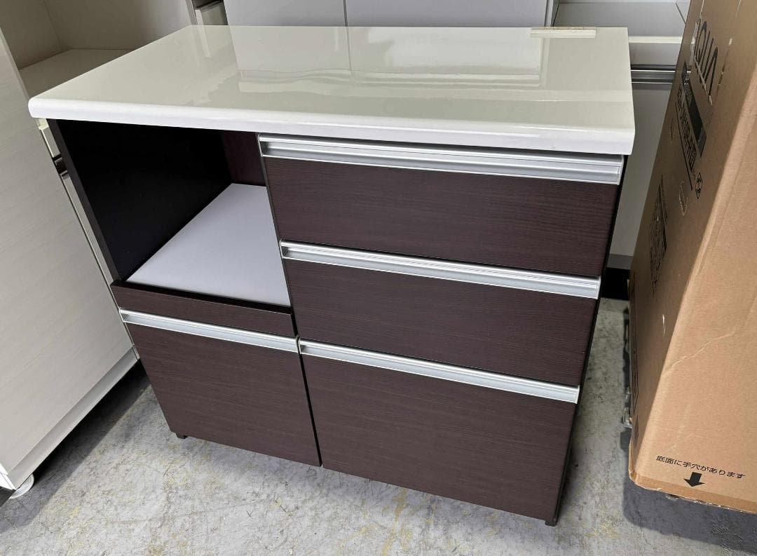 まろすけ三幸ジャパンキッチンカウンター キッチンボード 幅90cmUsed ☆三幸ジャパン キッチンカウンター ナチュラル 木目調 ハイカウンター