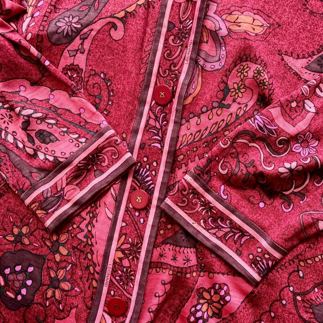 レオナール ウールシルク ペイズリー柄 カーディガン ジャケット