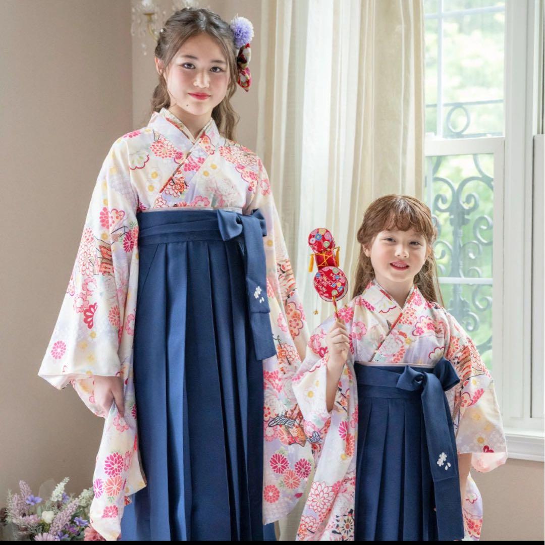 キャサリンコテージ 袴 160㎝ いにしえ華車藤×紺袴[A4] 小学校卒業式