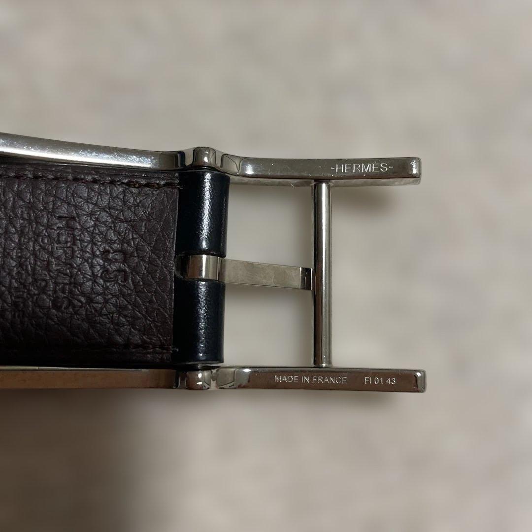 【HERMES】リバーシブルベルト 《カンタン》 32 黒 / ショコラ