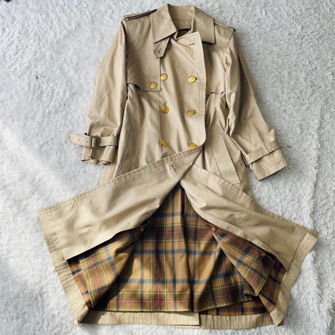 美品 Yves Saint Laurent トレンチコート ライナー 金ボタン 154 イヴサンローラン トレンチコート ライナー付き Mサイズ 金ボタン