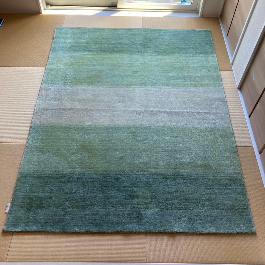 ハグみじゅうたん　グリーン系 赤ちゃんや子供にも安心 天然素材の厚手ウールラグ [ハグみじゅうたん