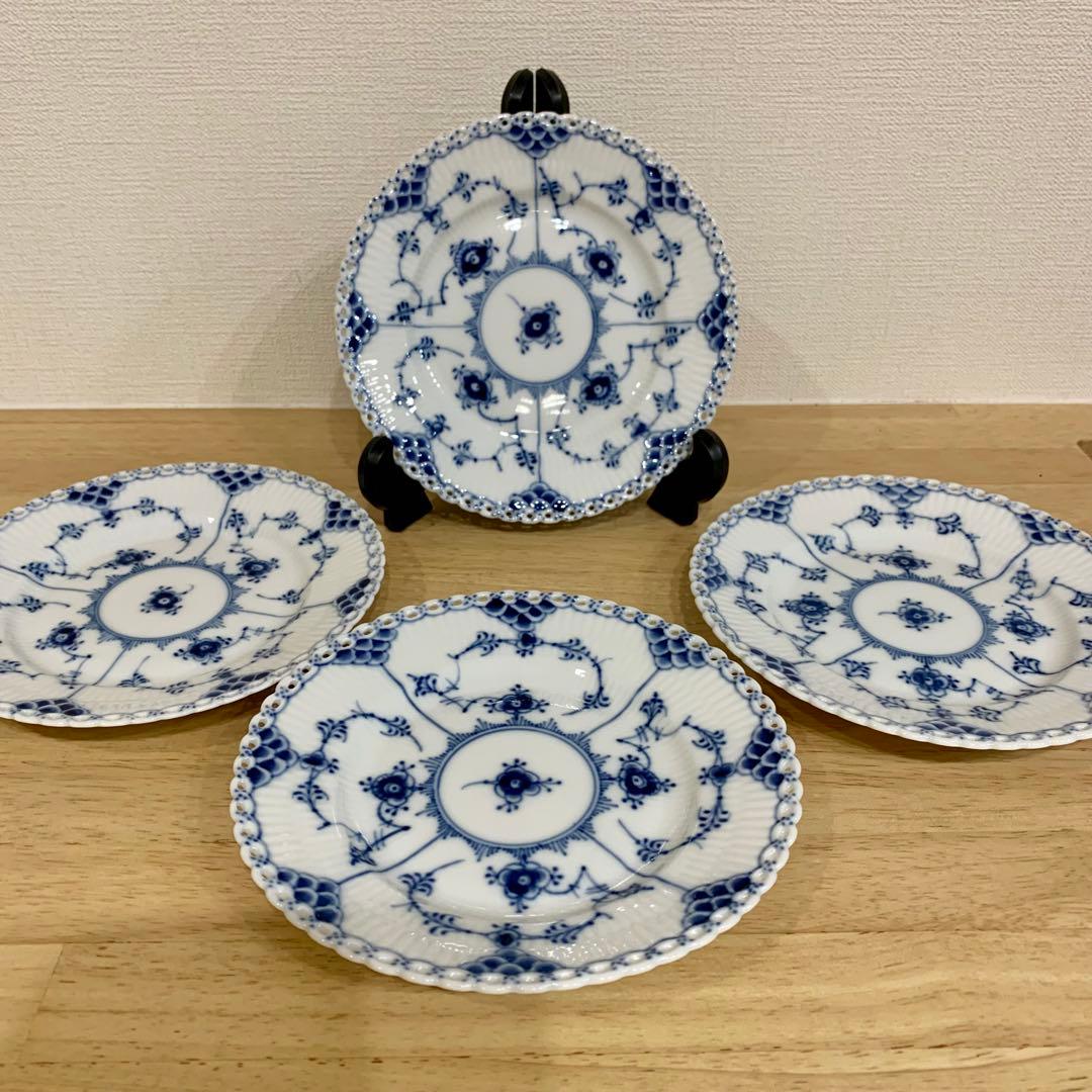 ロイヤルコペンハーゲン ブルーフルーテッド フルレース 6インチ プレート 4枚 ブルーフルーテッド 並行輸入品 ロイヤルコペンハーゲン フルレース