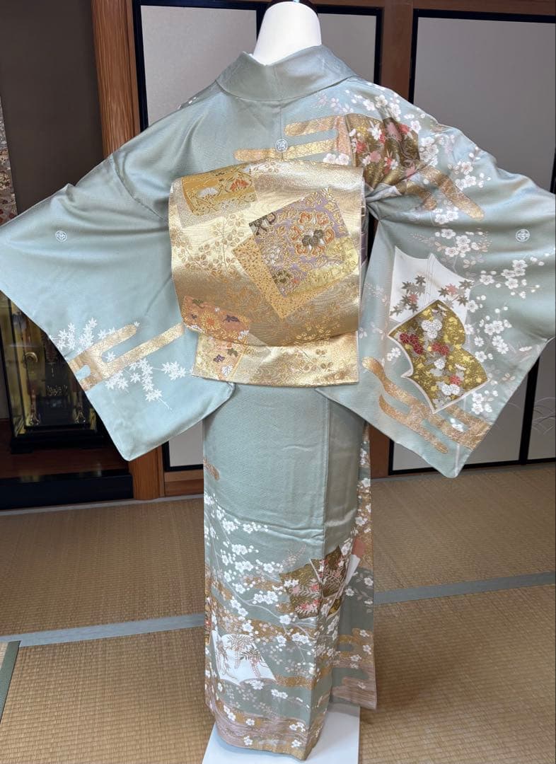 正絹華やかな訪問着4点フルセット 訪問着 袋帯 帯締め帯揚げ - メルカリ