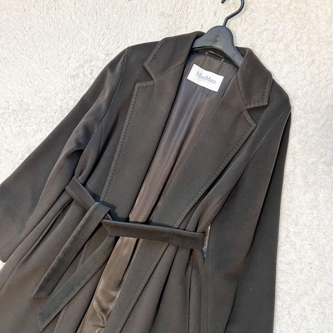 白タグ MaxMara ベルテッドコート マニュエラ アルパカ 深緑 40 - メルカリ