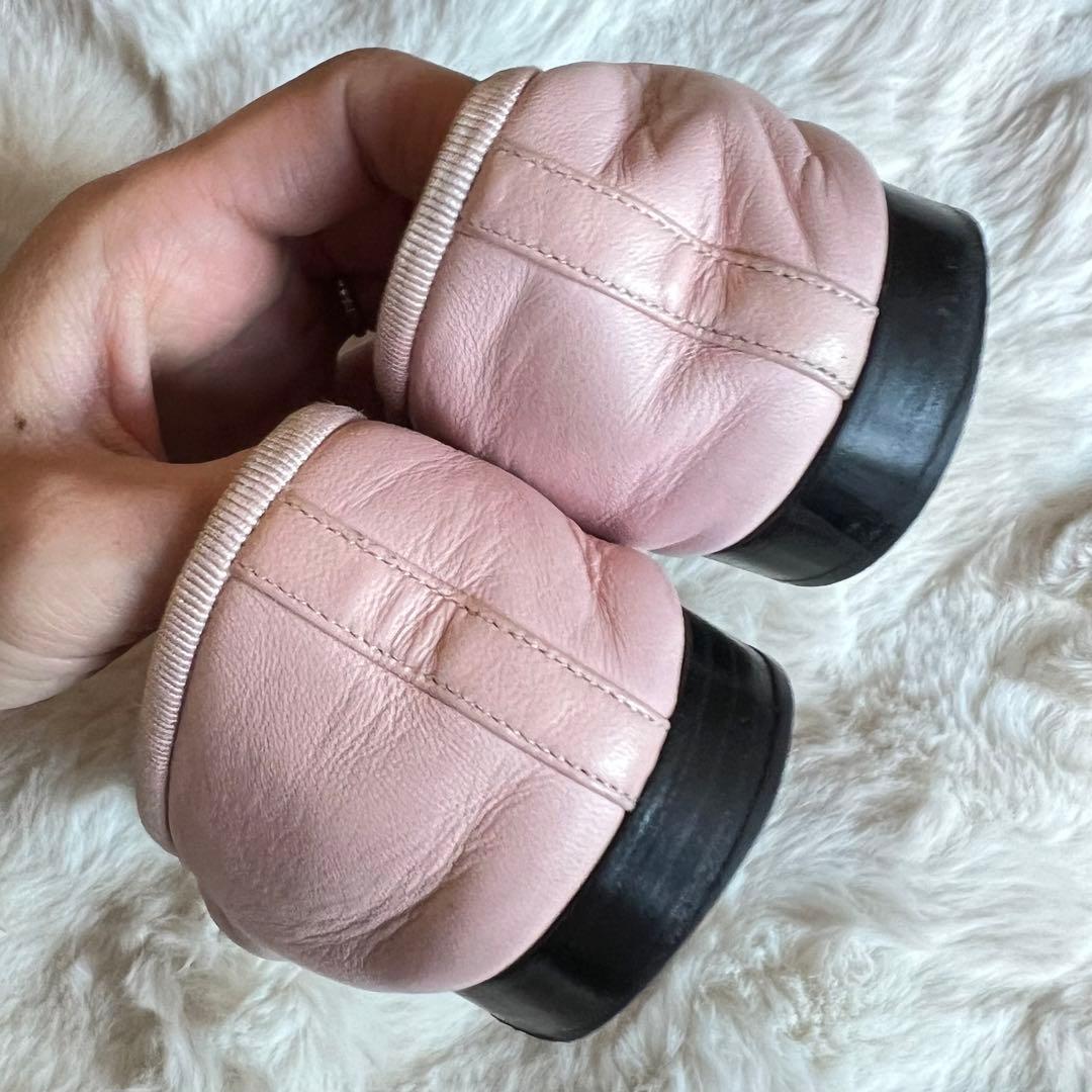 美品 CHANEL ココマーク リボンバレエシューズ ピンク ブラック