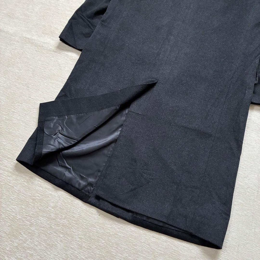 チェスターコート　ダブル　カシミヤ100%　チャコールグレー　ロングコート　L