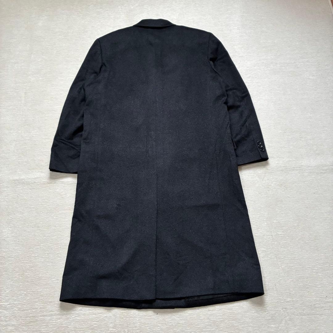 チェスターコート　ダブル　カシミヤ100%　チャコールグレー　ロングコート　L