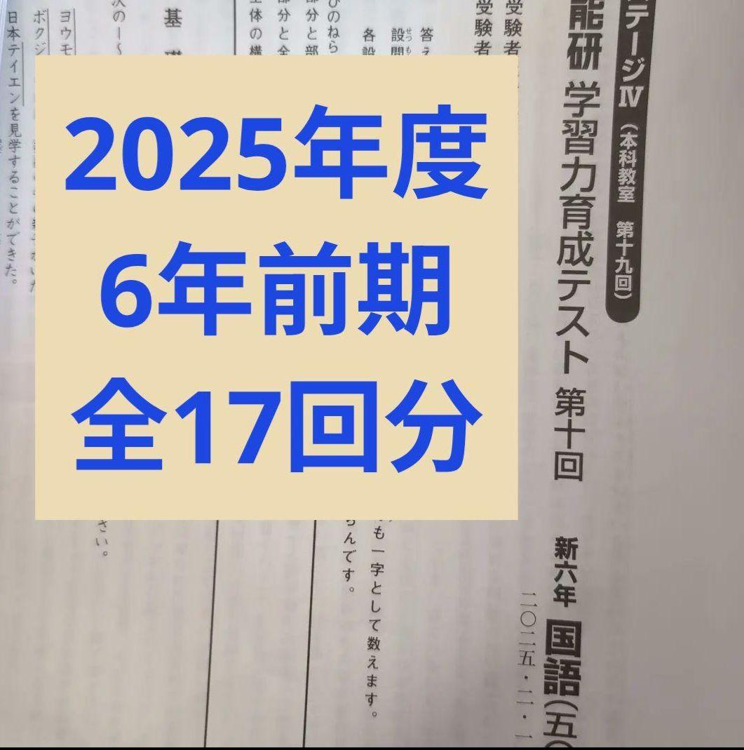 2025年度日能研学習力育成テスト6年前期全17回分 2025年度 日能研6年 学習力育成テスト 前期17回分 - メルカリ