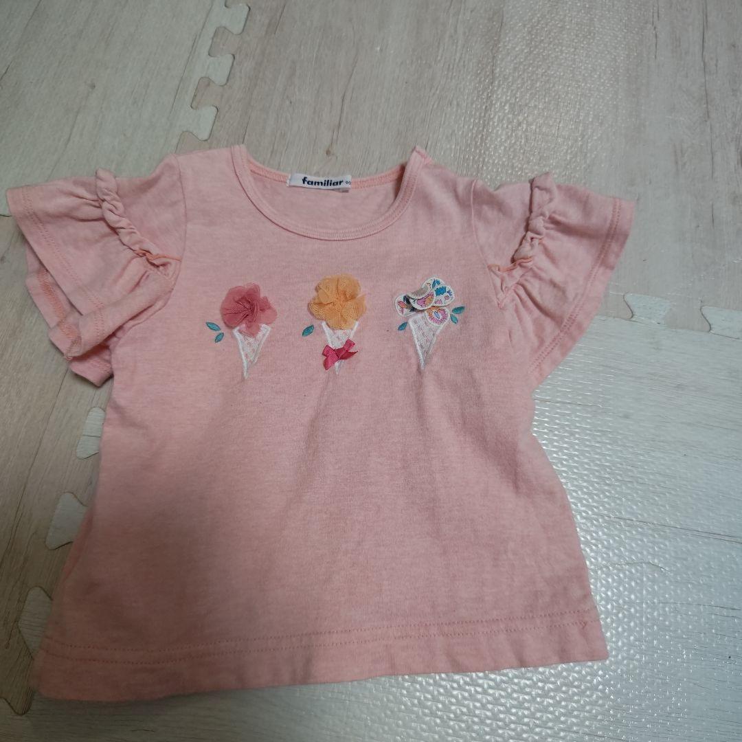 ファミリア ピンク 袖フリルTシャツ 90cm - メルカリ