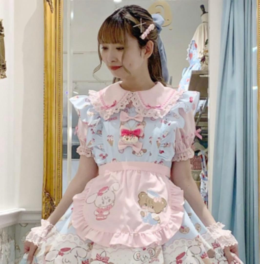 axes femme kawaii mikkoコラボ刺繍エプロン（ピンク） - メルカリ