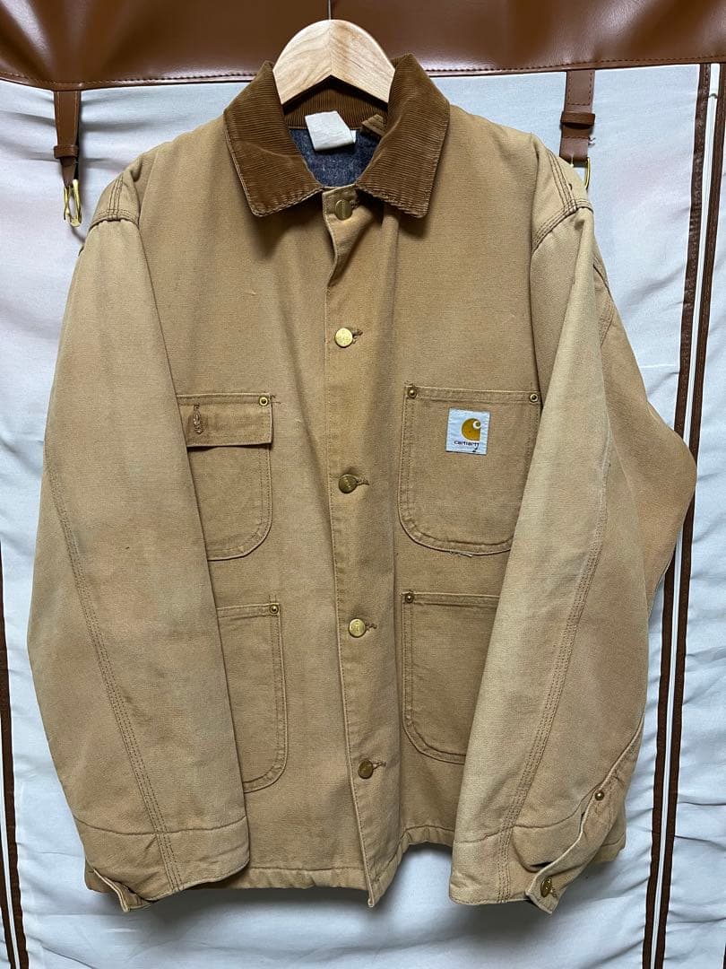 80sカーハートCarhartt フェードカバーオールブランケット　サイズ不明 80s carharttカーハート ブランケットライナー ダック地 チョアコート