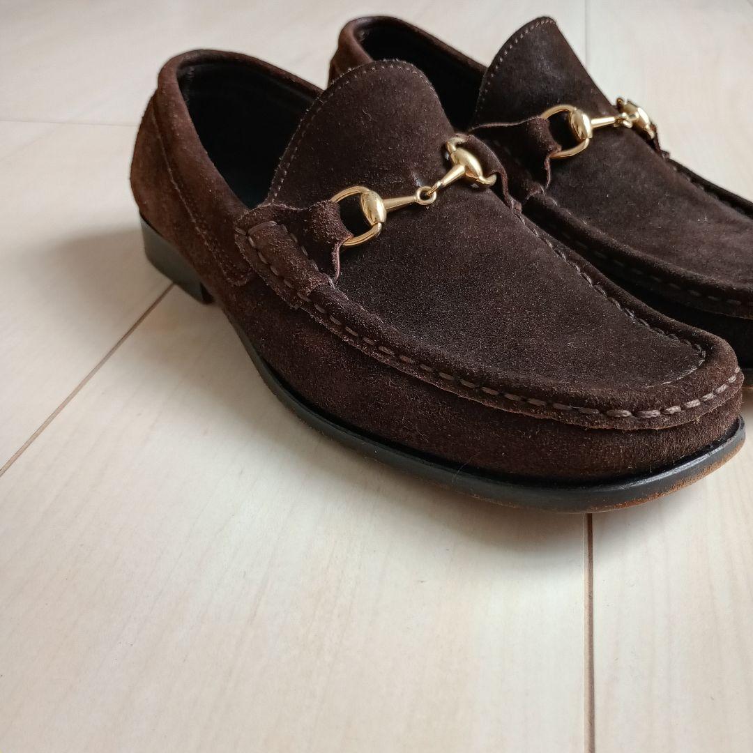 GUCCI ホースビット ローファー スエード ローカット ブラウン 23cm