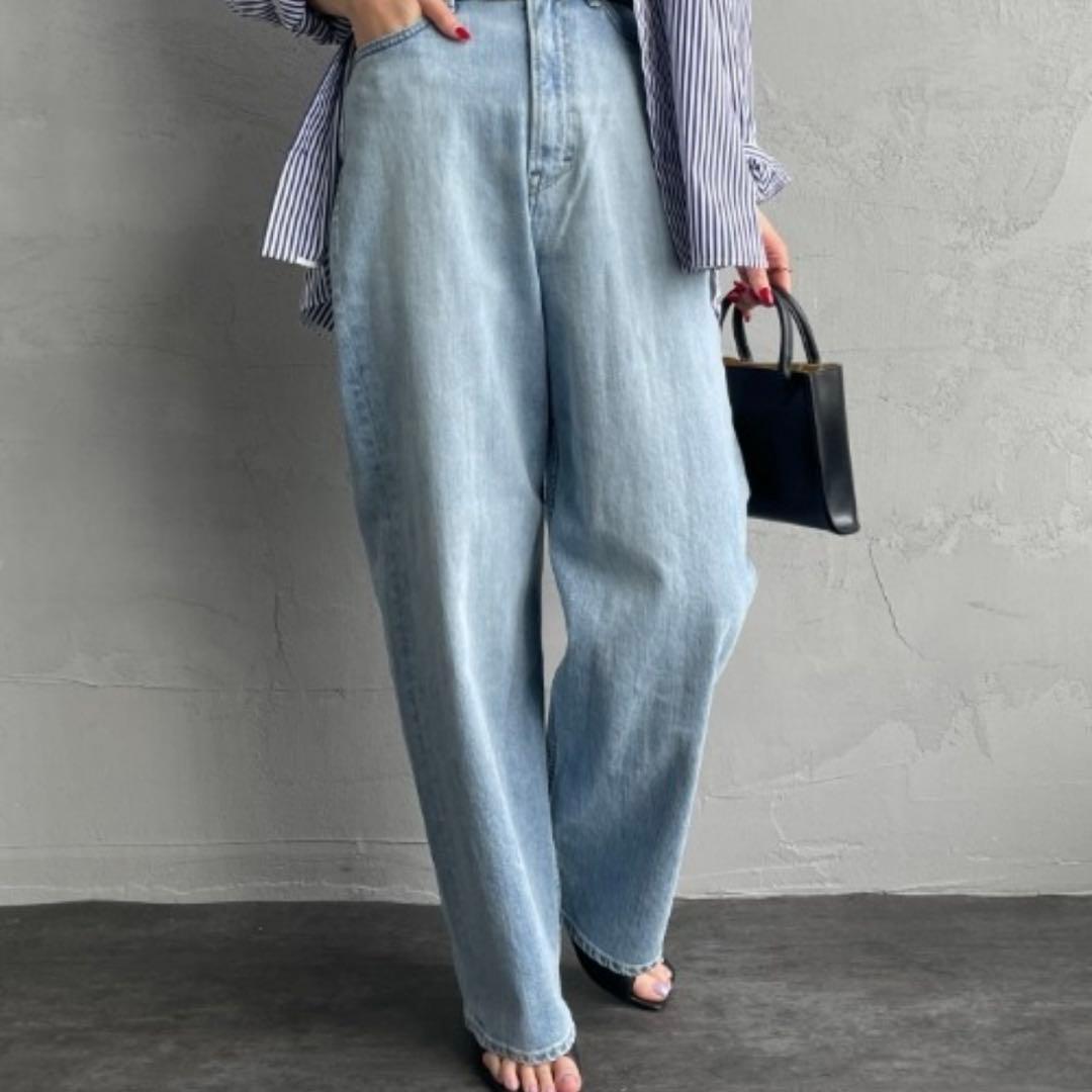 YANUKヤヌーク ハイウエストワイドデニムJOAN 23 FVS - メルカリ