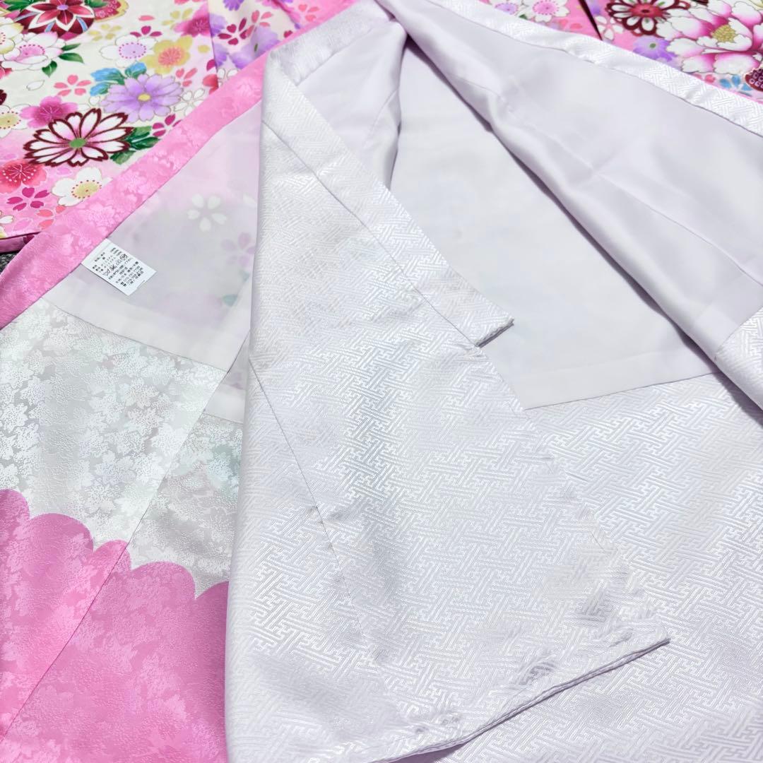 《新品》正絹 華やかな刺繍入❗️お宮参り 産着 襦袢付 新品たとう紙付 ピンク