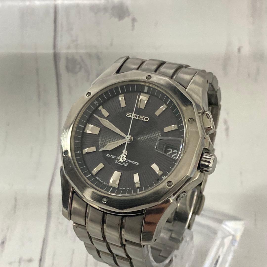 稼働品 セイコー ブライツ 7B22-0AC0 電波ソーラー チタン メンズ