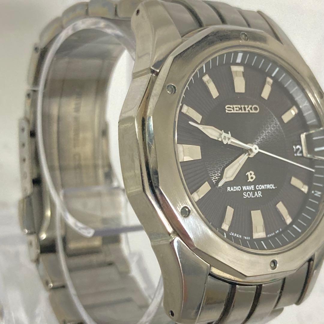 稼働品 セイコー ブライツ 7B22-0AC0 電波ソーラー チタン メンズ