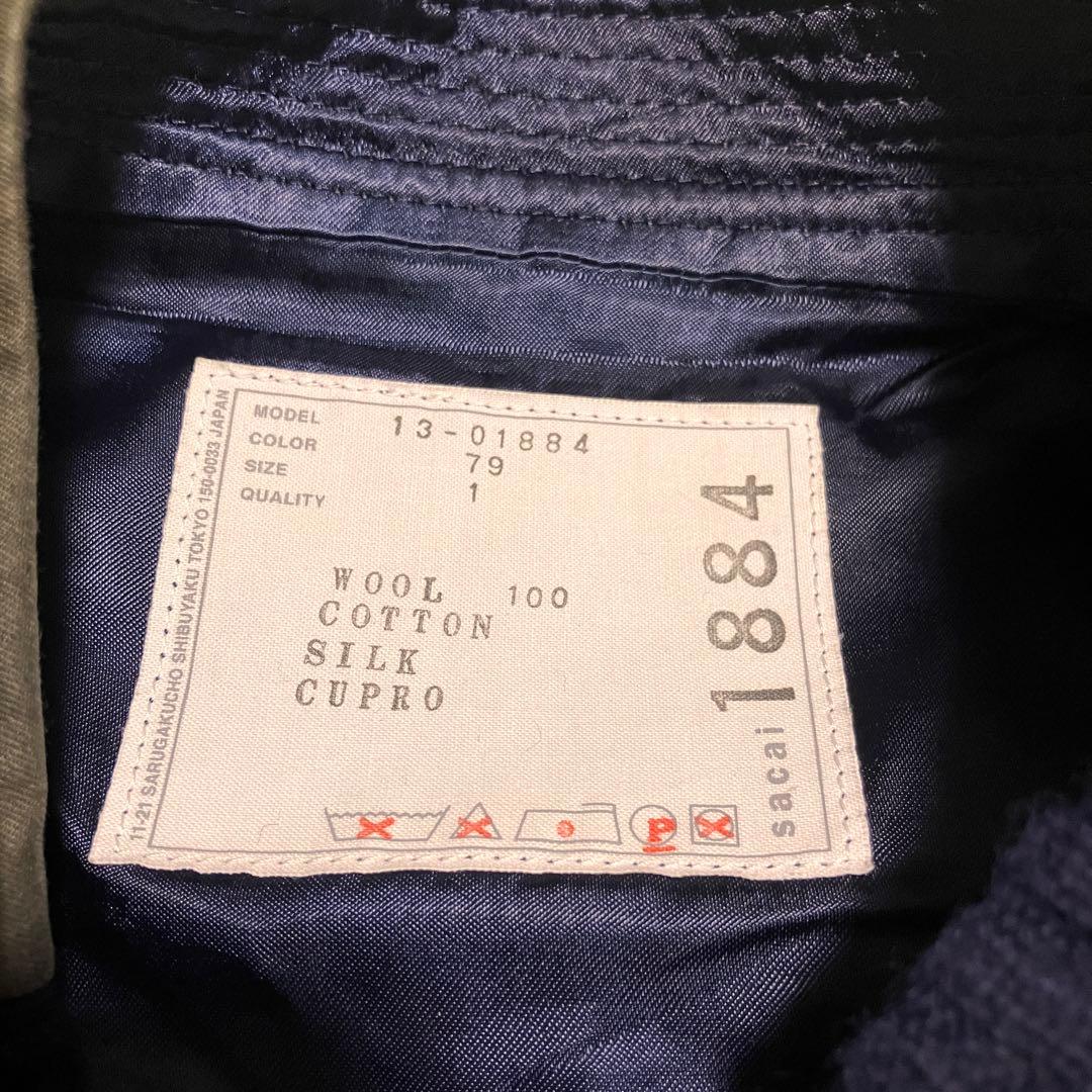 sacai バックプリーツ 異素材 半袖 プルオーバー ウール シルク