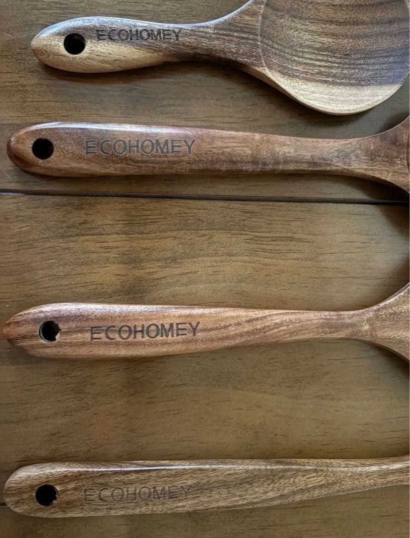 エコホーミー 天然チーク製カトラリー 4点セット 袋付き 値引き中