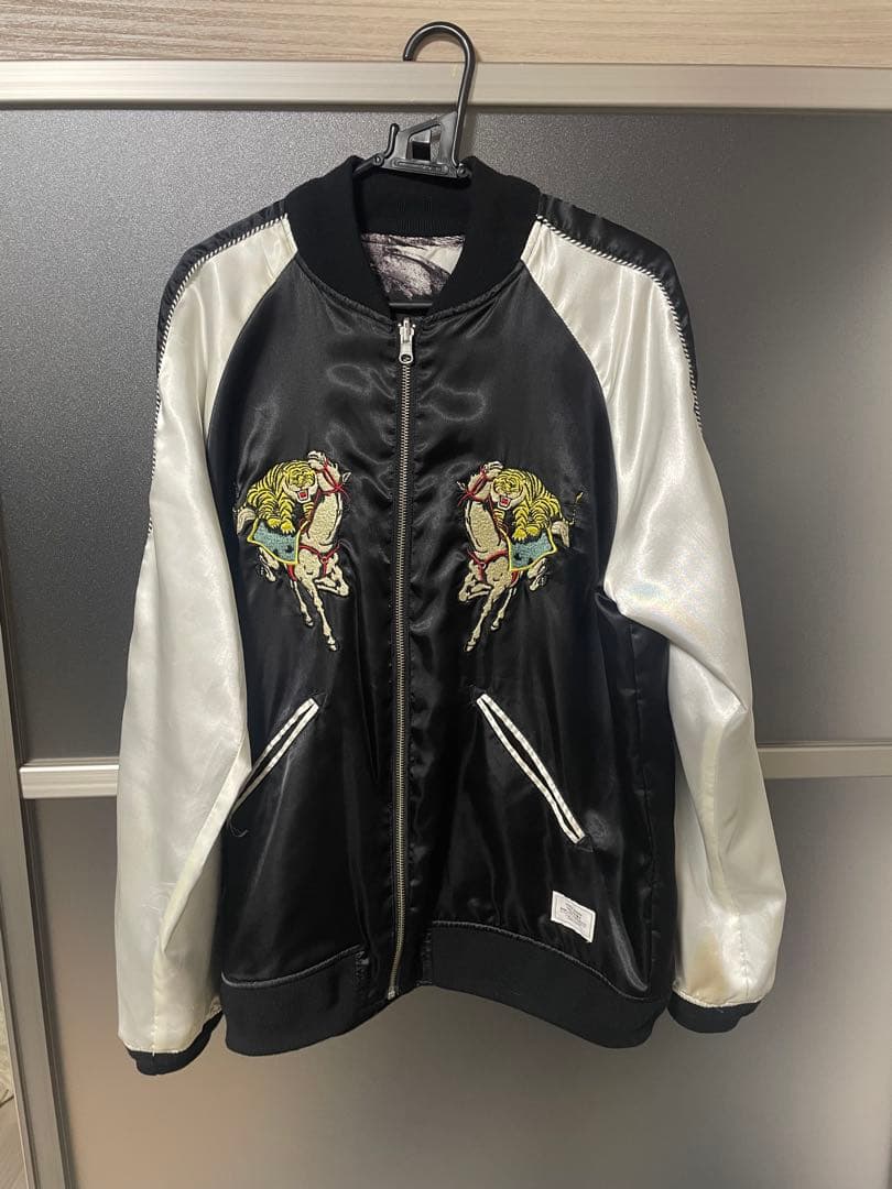 CRIMIE クライミー スカジャン リバーシブル 虎 刺繍 サテン Lブラック