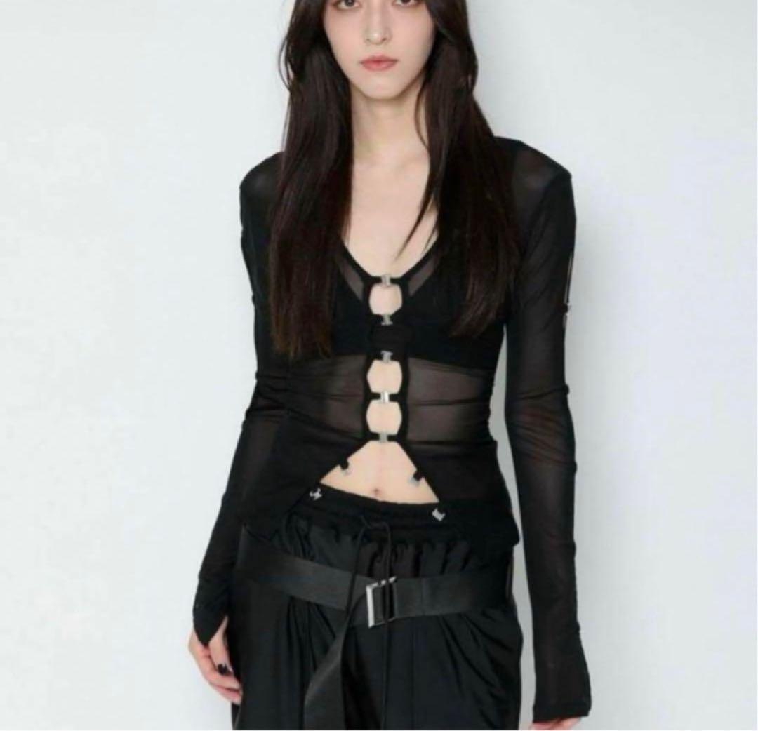meltthelady sheer hook tops black - メルカリ