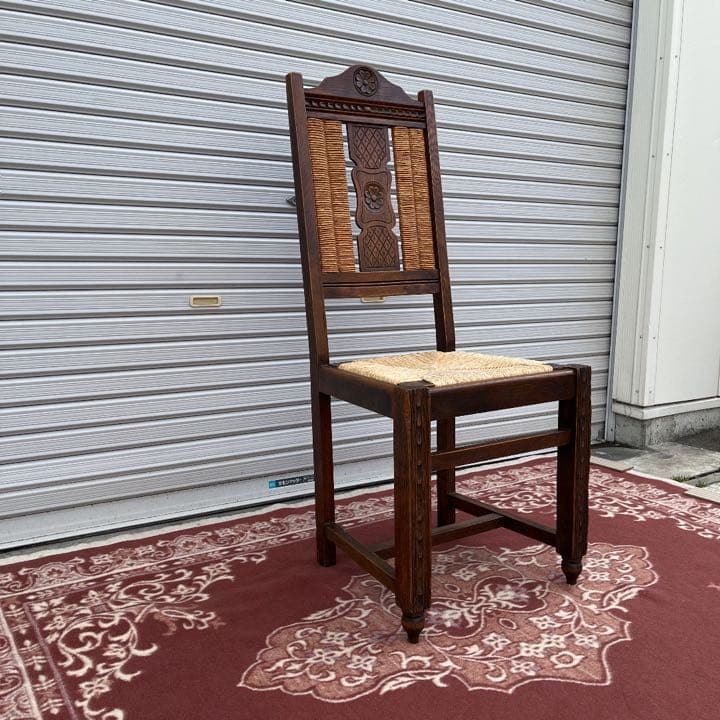 アンティーク古家具 ◾️オーク材 木製家具 ペーパーコードダイニングチェアB