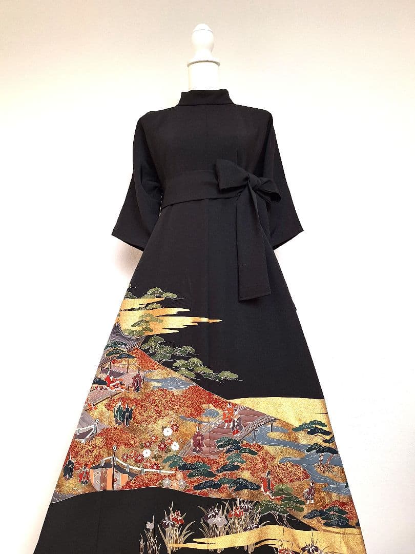 着物リメイクワンピース3619