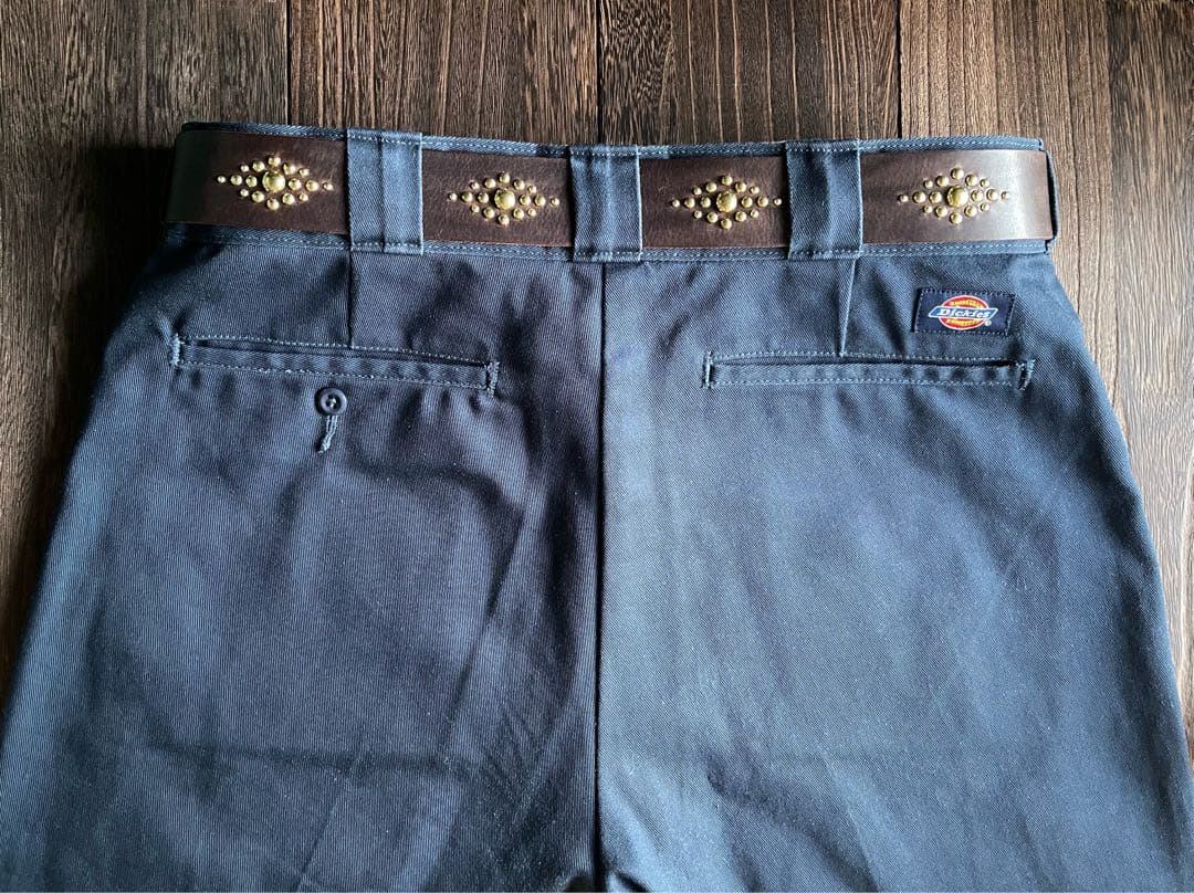 ディッキーズ874専用スタッズベルト ダークブラウン 真鍮 HTC CALEE