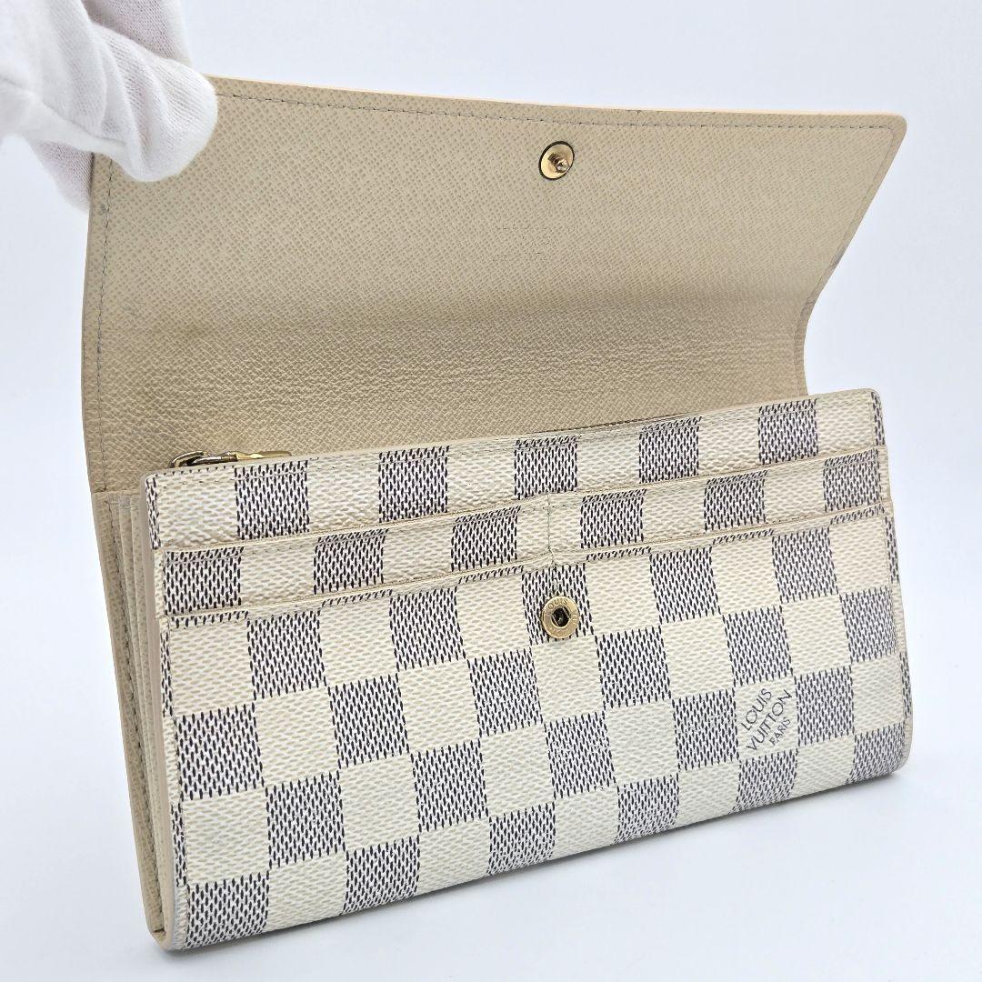 ルイヴィトン ポルトフォイユ サラ 長財布 ダミエアズール 白 N61735