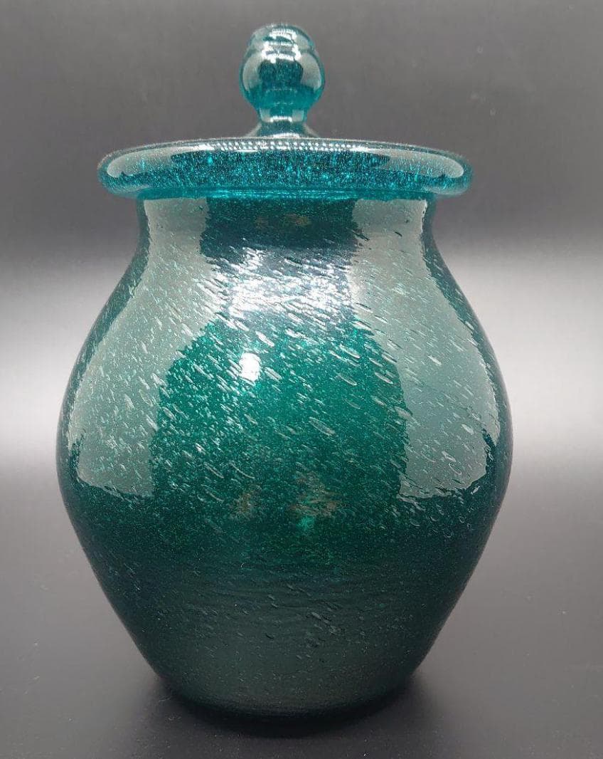 koko様専用】＜倉敷ガラス＞小谷眞三作 吹きガラス 肉厚の蓋付き瓶