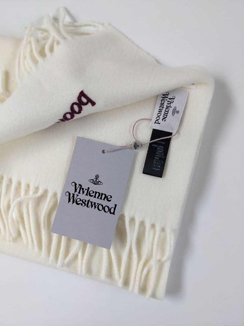 リボン付新品BOX/タグ付 ヴィヴィアンウエストウッドマフラーホワイト