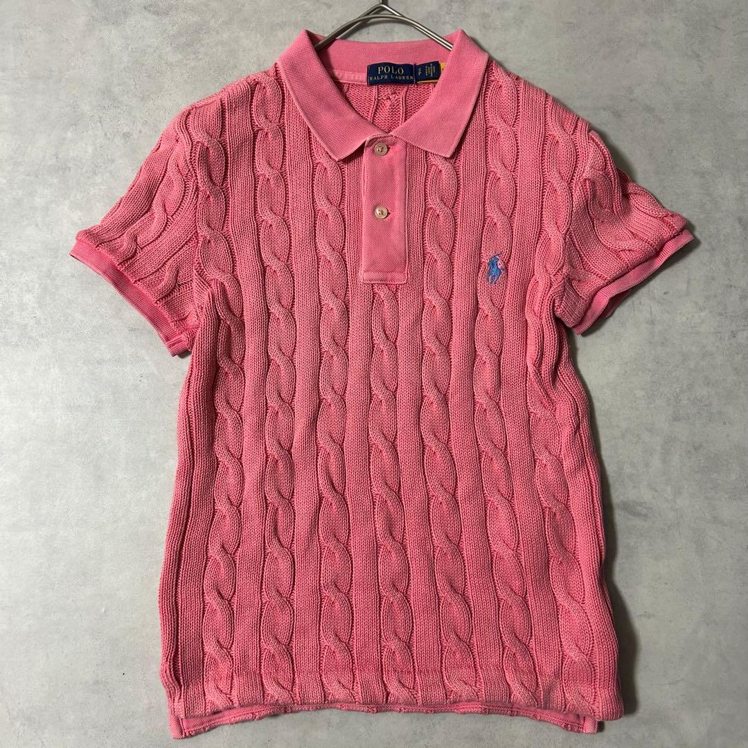 現行QRタグ✨ポロラルフローレン ケーブルニット ポロシャツ ポニー