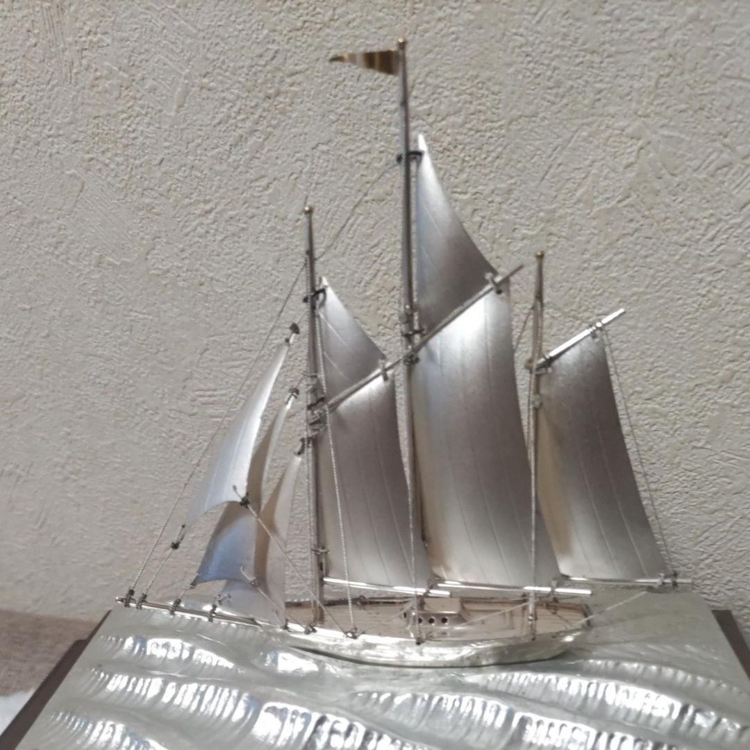天下一ハレルヤ様専用 純銀 帆船模型 置物 インテリア シルバーカラー