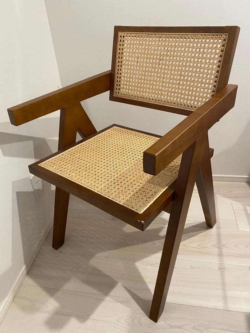 ピエール・ジャンヌレ風 ラタンチェア ブラウン - メルカリ