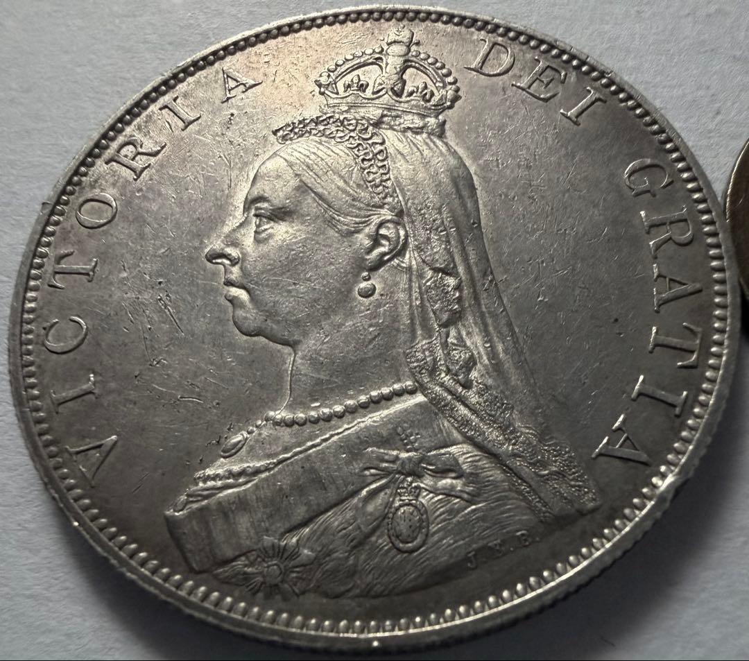 1887年 英国ジュベリーヘッドヴィクトリア女王 ダブルフローリン銀貨