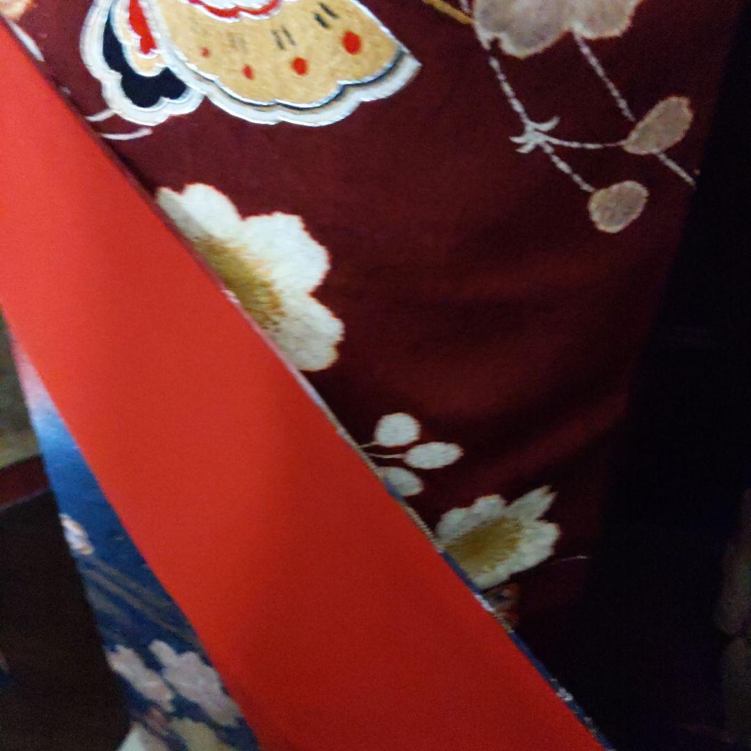 351華やぎ【桜蝶 紺色×ワイン色】【振袖6点フルセット】卒業謝恩会