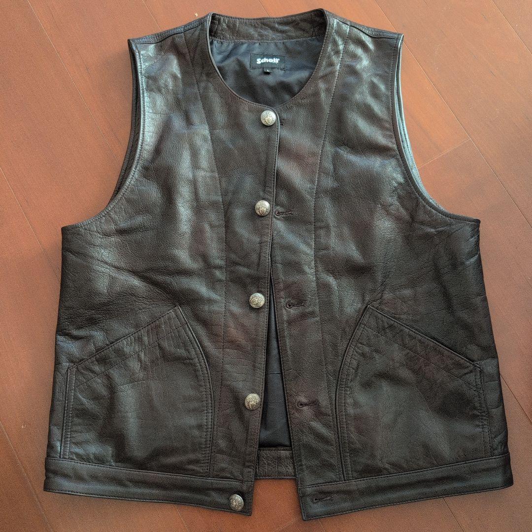 Schott ブラウン　バッファローレザー ベスト L Schott｜BUFFALOW LEATHER VEST/バッファロー レザーベスト | Rakuten
