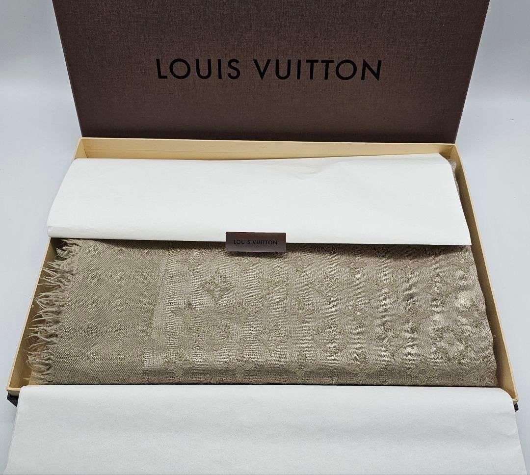 LOUIS VUITTON モノグラム 大判ストール グレージュ　ショール