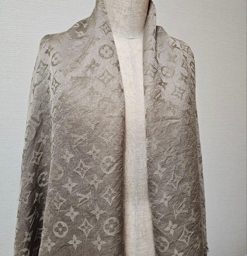 LOUIS VUITTON モノグラム 大判ストール グレージュ　ショール