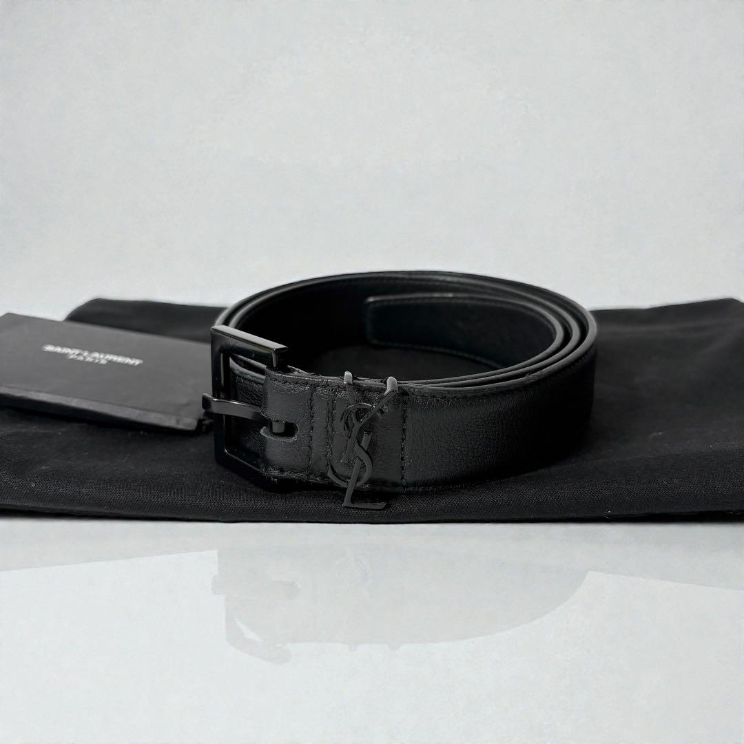 サンローラン　 ベルト カサンドラロゴ YSL フルグレインレザー ブラック.